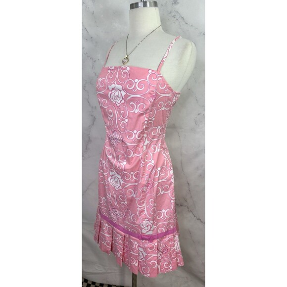 Vintage 90s Lilly Pulitzer Dress Butterfly Roses 1990’s 8 M Pink Pleated Barbie - Picture 16 of 16